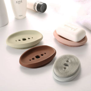 Silicone Soap Dish Creative Shower Soap Dish Drain Plate Bathroom Soap Holder Soap Box Sponge Holder Punch-free High Quality