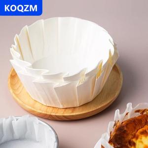 [COD] KOQZM Basque Cheesecake dầu Khay giấy có thể gập lại khuôn bánh dùng một lần phát hành Mousse bánh Giấy nướng dầu bằng chứng cạnh giấy