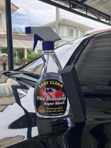 น้ํายาทายางดําพรีเมี่ยม เคลือบเงายางรถ สูตรออยฉ่ําวาว กันน้ํา เคลือบเงา Tire Dressing Super Black Premium ฟรีฟองน้ํา