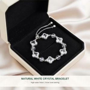 SINLISH Elegant White Crystal Bracelet Natural Crystal Korean Fashion Jewelry