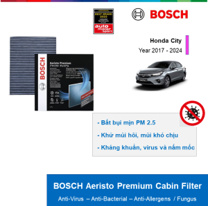 LỌC GIÓ ĐIỀU HÒA THAN HOẠT TÍNH CAO CẤP BOSCH AERISTO PREMIUM: HONDA CITY ĐỜI XE 2017 ĐẾN 2024