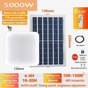 【 BUY 1 TAKE 1 】 Solar Ceiling Light 5000W Indoor Outdoor solar lights inside the house home Bedroom Stair Balcony lamp original LED waterproof IP68 Dust and mosquito prevent Automatically up Dimmable Remote Control COD 30year warranty