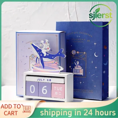 sjlerst Lịch để bàn Gỗ Trang trí nội thất Ngày vĩnh viễn Hướng dẫn sử dụng Khối tái sử dụng Quà tặng hiện tại