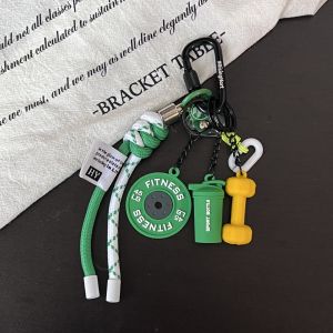 VEROM พร้อมหัวเข็มขัดรูปตัว D จี้ซีรีส์ฟิตเนส ขนาดเล็ก หลากสี ห่วงโซ่กุญแจแผ่นบาร์เบล ของตกแต่งกุญแจรถ คีตเทิลเบลล์ ห่วงกุญแจดัมเบลจำลอง ฟิตเนสโปรเพิล