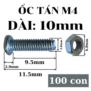 Ốc vít M4 + tán dài 10mm túi 100 con - LinhkienHD