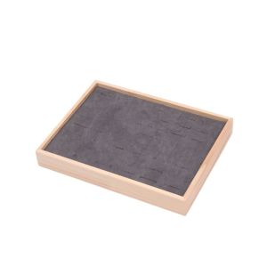 TROVA 48 Grids Wood Rings Tray Velvet Exquisite Earrings Display Tray Ring Drawer Ear Studs Case Ring Earring Holder Desk