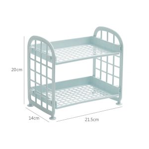 ชั้นวางของสองชั้นบนเดสก์ท็อปแบบเรียบง่าย ชั้นวางของพลาสติกสามารถใช้ได้ในหลายสถานที่ เก็บของจุกจิก ชั้นเก็บของเล็กๆ