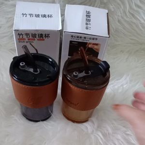 Tumbler gelas kaca 2 in1 free pipet kaca/botol minum kaca sedotan BPA