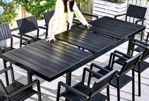 Bàn Ghế Sân Vườn Composit - Có Thể Điều Chỉnh Kích Thước Từ 1m8 lên 2m4 Chất Liệu Bền Đẹp