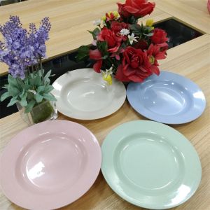 6PCS COLORED ROUND PLATE (REUSABLE DINNER PLATE) 9INCHES PLATE PLATO PLASTIC COLORFUL
