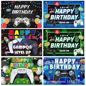 Hantar dari gudang tempatanGame-themed birthday backdrop anime cartoon childrens birthday party decoration props photography photo curtain