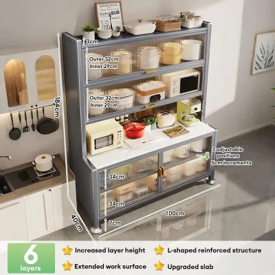 CompactSteel​​ store Kitchen Hutch Cabinet with Doors | Pantry Storage Cabinet Dish Rack Microwave Stand Heavy Duty Organizer