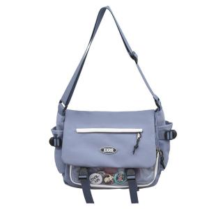 Japanese Harajuku Tidal Mens and Womens Neutral Black and Dark Functional Canvas Bag Korea Ins Retro Large Capacity