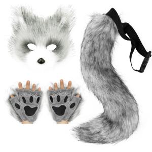 Halloween Costume Plush Fox Tail Cat Ears Orc Mask Gloves cosplay Role-playing costume
