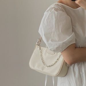 IELGY Nylon Underarm Bag Womens French Texture Popular Bag Korean New Trendy Chain Messenger Bag