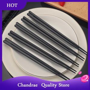 [Chandrae] 1 Pairs Alloy Chinese Chopsticks Food Japanese Sushi Sticks Reusable Non Slip Dishwasher Safe Bamboo Shape Food Grade Chopsticks