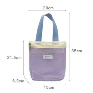 Ins Mesh Handheld Makeup Bag Small Cosmetic Storage Bag Dopamine Mesh Travel Toiletry Organizer Bag