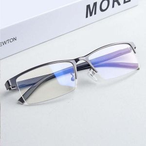 HENLI PC Anti Blu-ray Glasses Alloy Transparent Half-frame Business Myopia Glasses 3 Color Lightweight Men Reading Eyewear Students