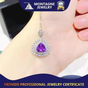 Montagne Jewelry 925 Silver Pendant Crystal Inset Design 822 Fine Jewellery Natural 7x7mm Amethyst Pendant Necklace
