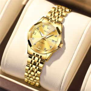 OLEVS 9982 Women Fashion Mechanical Watch Gift Round-dial Stainless Steel Watchband Wristwatch Calendar