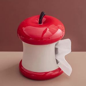 Sacesr Cartoon Core Ceramic Tissue Desktop Storage Container Simulated Paper Towel Holder Napkin Holder Tissue Boxes Q9Z6P