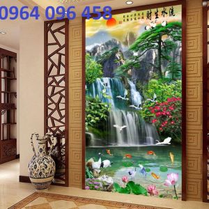 Tranh gạch men 3d phong cảnh ốp tường khổ đứng - MCVX33