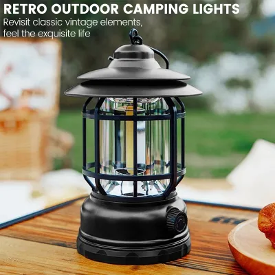 Lampu Camping Lentera Gantung Retro Model Petromax Rechargeable Outdoor Murah