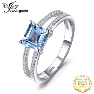 JewelryPalace 1.2ct Princess Cut Sky Blue Topaz Engagement Ring