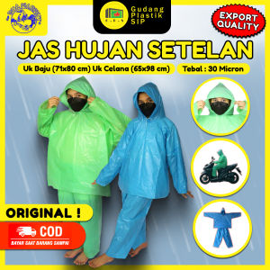 Jas Hujan Plastik LDPE Jaket Celana Setelan Tebal Murah  / Export Quality