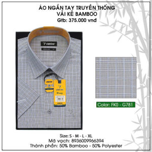 Áo Sơ Mi Ngắn Tay Sọc Caro Bamboo Dáng Regular- Vạt Ngang Vĩnh Tiến 375 Nhiều Màu N2