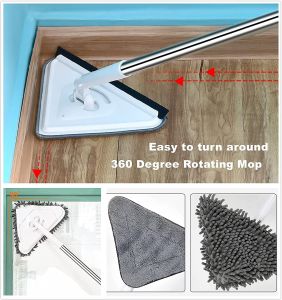Cây lau nhà tam giác xoay lau trần nhà kính 2 mặt Shika Triangle Multi-Functional Mopping