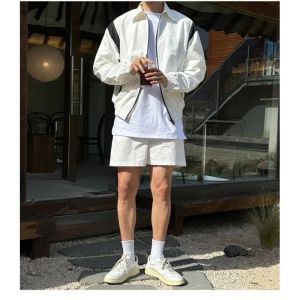 Summer spliced mens and womens lapel jacket with stand-up collar outdoor sunscreen casual breathable jacket