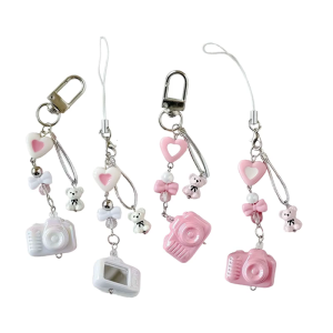 Alloy Camera Bear Keyring Vibrant Color Keychain for Purse Bag Birthday Gift Key Chain Piece Phone Strap
