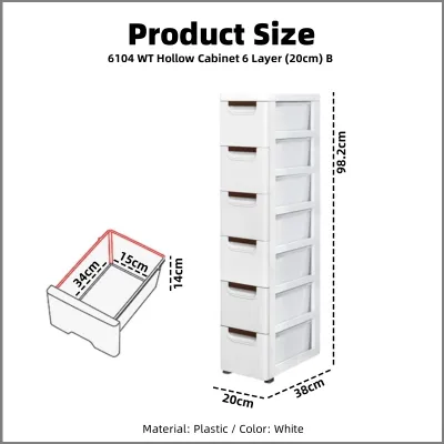 Shiok Living 🚀 Gap storage cabinet 5/6/7 Layer Hollow Plastic Drawer Dresser Storage Cabinet