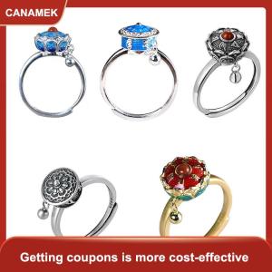 【CANAMEK】 1PC Retro truyền thống lo lắng cứu trợ vòng điều chỉnh động đậy vòng cho phụ nữ cô gái
