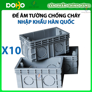 Đế âm tường cho ổ cắm điện chữ nhật cao cấp DoBo Korea - Hàng chính hãng - Đế chôn âm tường chống cháy 86x180x50mm