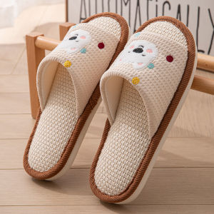 [Free Shipping] 2025 New Four-Season Cartoon Linen Slippers for Women Silent Non-Slip Sweat-Absorbing Breathable Indoor Cotton-Linen Slippers for Couples in Summer