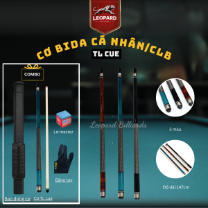 Cơ bida TL CUE - Cơ cao cấp gỗ phong già - Ren Uniloc - Chuôi quấn da - Leopard Billiards