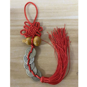 2025 Good Luck Five Emperors Copper Coins Gourd Pendant To Resolve Door-to-door Feng Shui Pendant Five Emperors Coins Copper Coins Pendant FENG SHUI Clean and Attract Wealth Copper Coins Chinese Knot Attract Wealth Town House Peace