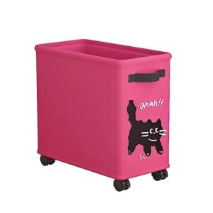 ZENGD Cartoon Animal Print Under Desk Cart Storage Basket Oxford Cloth Cute Rolling Storage Cart Portable Foldable Clothes Organizer for Home