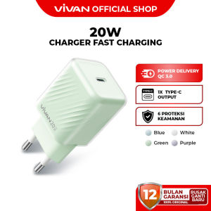 VIVAN POWER 20T Mini Charger | PD 20W 3A Fast Charging | 6 Safety Protection - Garansi 12 Bulan