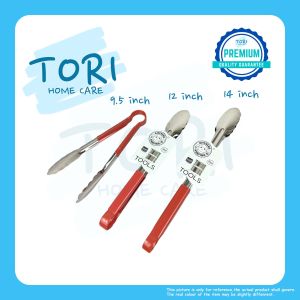 TORI HOME Heavy Duty Stainless Steel Food Tong with Non Slip Handle | Salad Tong | BBQ Tong | Pengepit Makanan | Food Pinch  9.5 inch 12inch 14inch tongs
