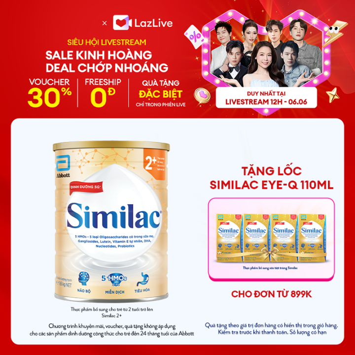 [CHỈ TỪ 20H 5-8.6 TẶNG QUÀ CHO ĐH 899K-SLCH] Sữa bột Similac 2+ 1.6kg đột phá dinh dưỡng 5G mới cho trẻ từ 2-6 tuổi  (Bao bì thay đổi theo từng đợt nhập hàng)