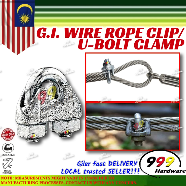 999 [5pc] GALVANIZED WIRE ROPE CABLE CLIP / LAM CLIP / LAM BRACKET / U ...
