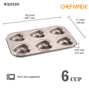 CHEFMADE 6 Cup Không Dính Donut Pan Bánh Hình Trái Tim Khuôn Hình Trụ Bánh Hình Trái Tim Khay Nướng Với 6 Cốc Liên Tiếp