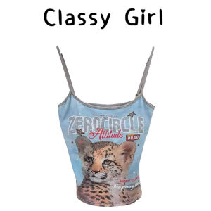 STR พร้อมส่ง🐆🔸เสื้อคล้องคอลายเสือดาว เสื้อครอป คอวีลึก เปิดหลังผูกคอ คอเต่าแขนกุด ทรงเข้ารูปดูแพง เซ็กซี่แฟชั่นผู้หญิง