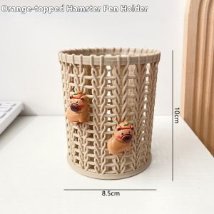 Seastina  kẹp giữ bút chuột lang hoạt hình dễ thương với thiết kế mũ màu cam Giá để tài liệu sành điệu cho học sinh và sử dụng tại văn phòng sinh