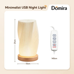 [Gift Box]INS Table Lamp INS Minimalist LED Desk Lamp Dimmable Wood Base Night Light for Bedroom