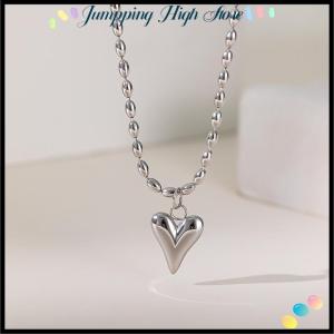 【Jumpping】 สร้อยคอโซ่ลูกปัดจี้หัวใจสแตนเลสชุบทอง สำหรับผู้หญิงของขวัญเครื่องประดับอัญมณีสำหรับคนที่ไม่ก่อให้เกิดอาการแพ้