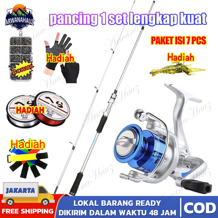 pancing 1 set lengkap kuat / Reel Pancing Power Handle Murah Kuat Spinning Fishing Reel 5.5:1 Gear Ratio QS1000-7000,Silver Blue / joran pancing 1 set murah / pancing casting full set / joran pancing kuat 50kg / Joran Pancing 1 Set Reel Besi